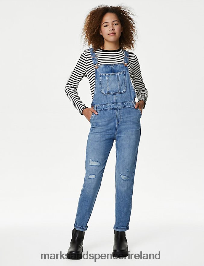 Marks & Spencer Kids Ripped Dungarees Denim Clothing 2VJ8DF9542