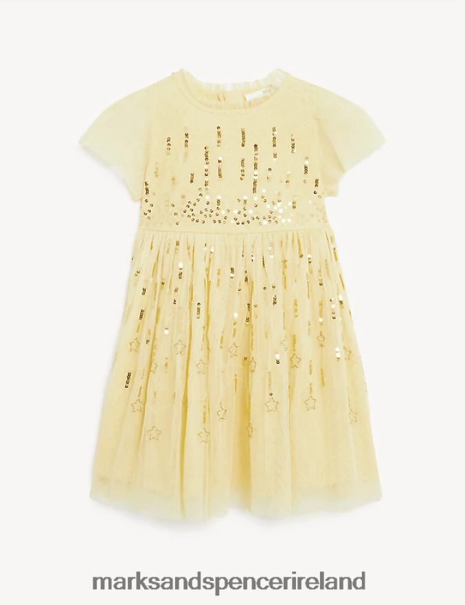 Marks & Spencer Kids Sequin Party Dress Yellow Clothing 2VJ8DF9307