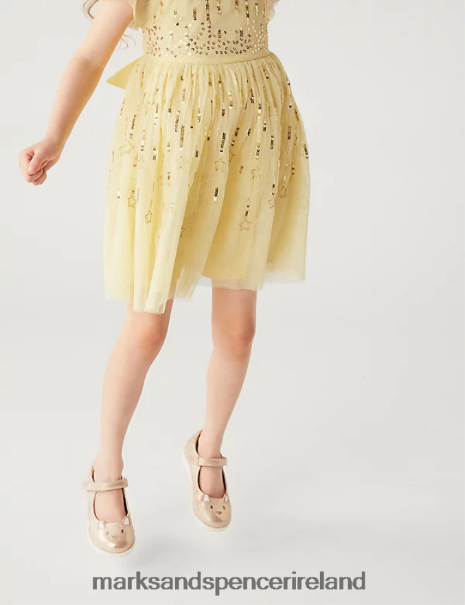Marks & Spencer Kids Sequin Party Dress Yellow Clothing 2VJ8DF9307