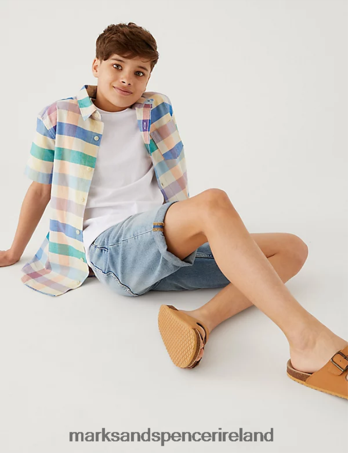 Marks & Spencer Kids Pure Cotton Checked Shirt Multi Clothing 2VJ8DF7933