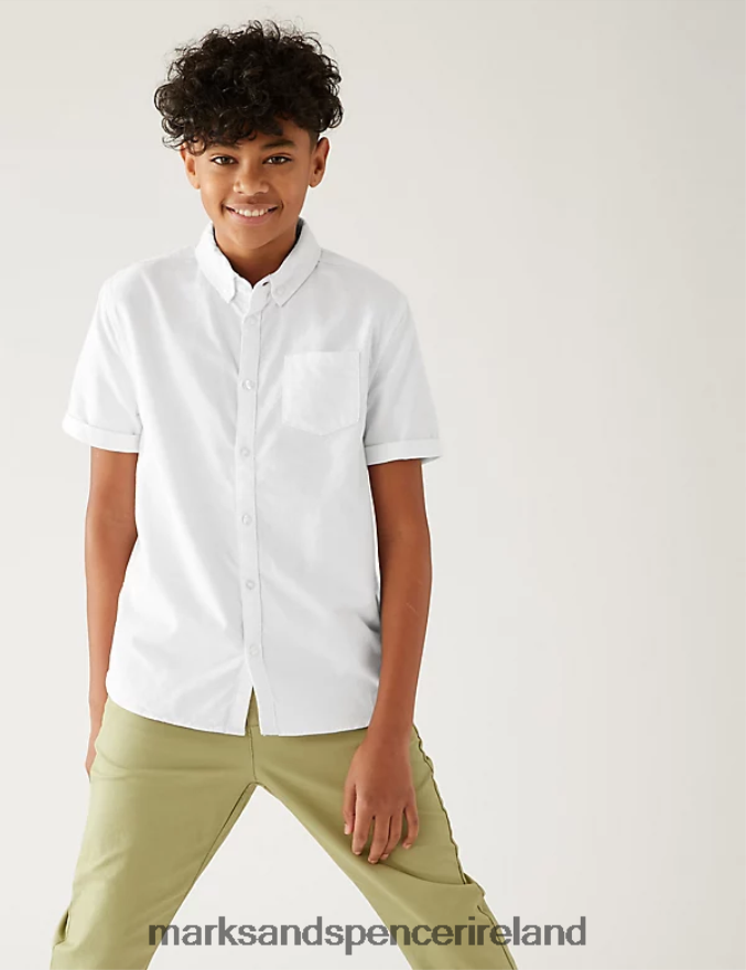 Marks & Spencer Kids Pure Cotton Plain Shirt White Clothing 2VJ8DF8458