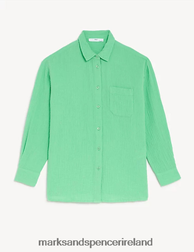 Marks & Spencer Kids Pure Cotton Shirt Green Clothing 2VJ8DF8752