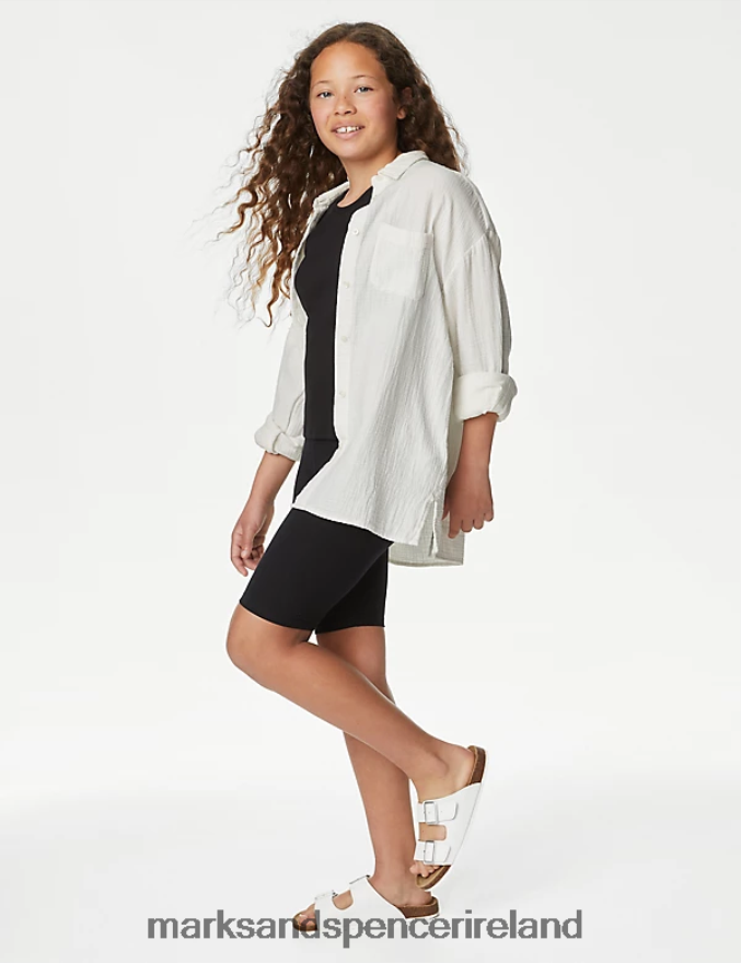 Marks & Spencer Kids Pure Cotton Shirt Ivory Clothing 2VJ8DF8492