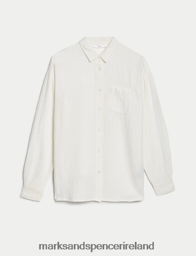 Marks & Spencer Kids Pure Cotton Shirt Ivory Clothing 2VJ8DF8492