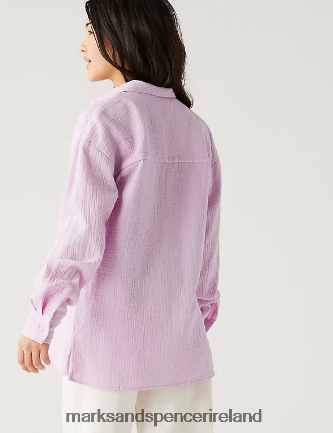 Marks & Spencer Kids Pure Cotton Shirt Pink Clothing 2VJ8DF8749