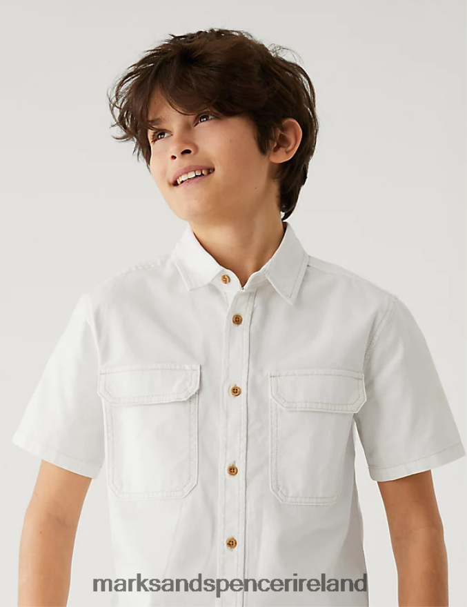Marks & Spencer Kids Pure Cotton Shirt White Clothing 2VJ8DF8548