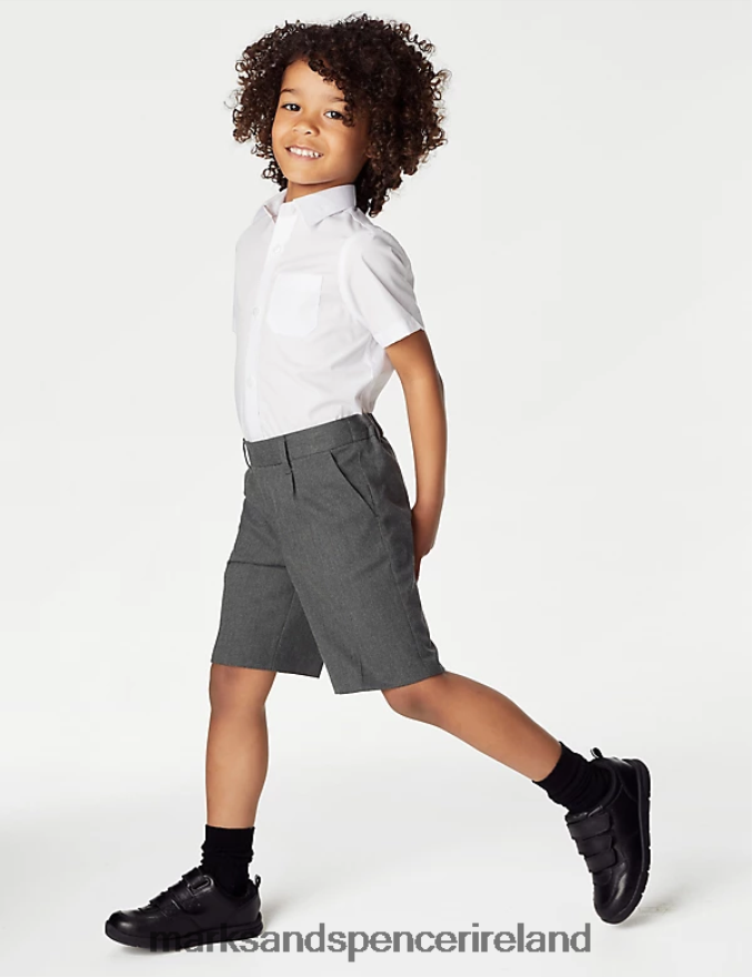 Marks & Spencer Kids 2pk Front Pleat School Shorts Grey Clothing 2VJ8DF8427