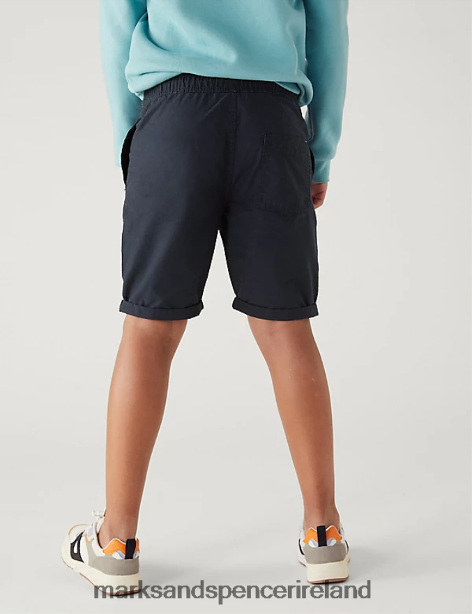 Marks & Spencer Kids 2pk Pure Cotton Shorts Navy Mix Clothing 2VJ8DF8692