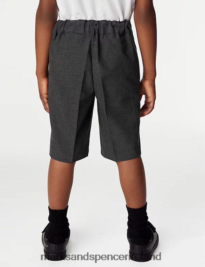 Marks & Spencer Kids 2pk Slim Leg Plus Waist School Shorts Grey Clothing 2VJ8DF7872