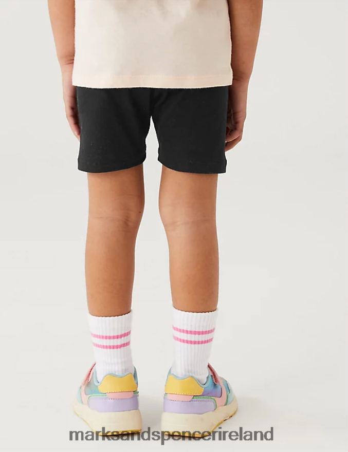 Marks & Spencer Kids 3pk Cotton Rich Plain Shorts Black Clothing 2VJ8DF9691
