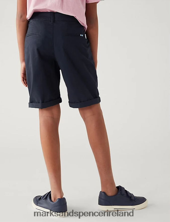 Marks & Spencer Kids Cotton Rich Chino Shorts Navy Clothing 2VJ8DF8897