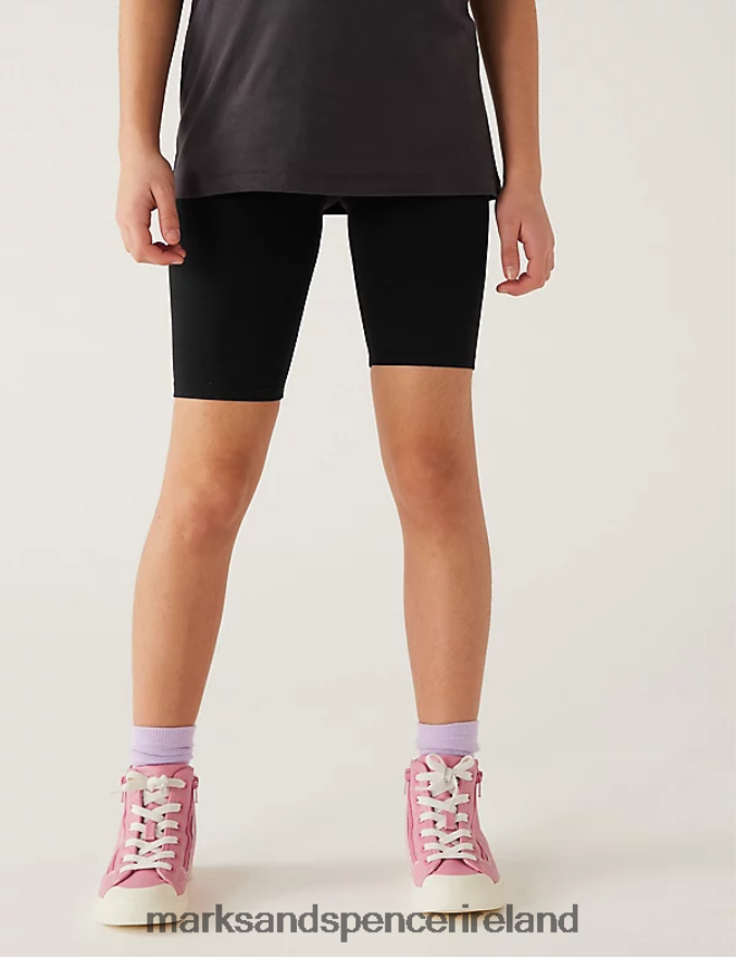 Marks & Spencer Kids Cotton Rich Cycling Shorts Black Clothing 2VJ8DF9822
