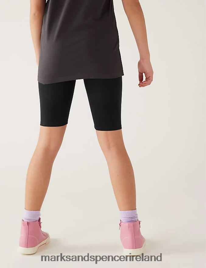 Marks & Spencer Kids Cotton Rich Cycling Shorts Black Clothing 2VJ8DF9822