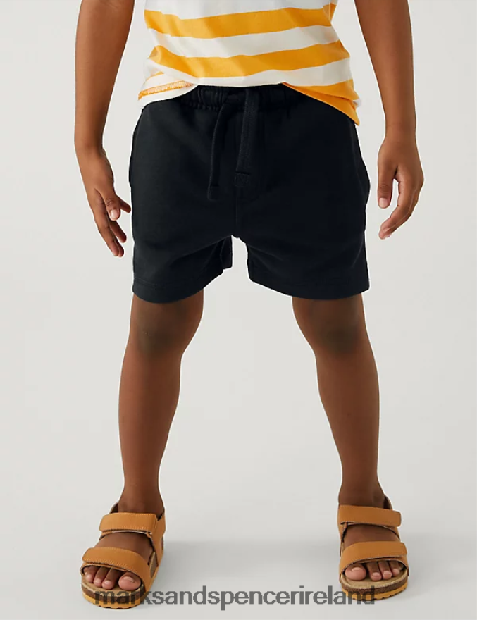Marks & Spencer Kids Cotton Rich Plain Shorts Black Clothing 2VJ8DF8482