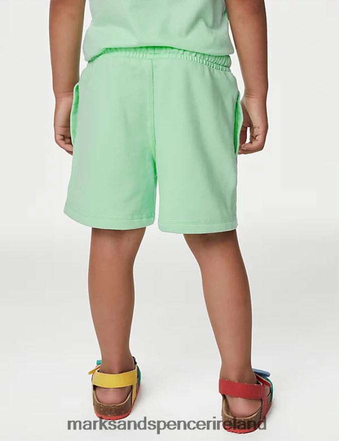 Marks & Spencer Kids Cotton Rich Plain Shorts Green Clothing 2VJ8DF8737
