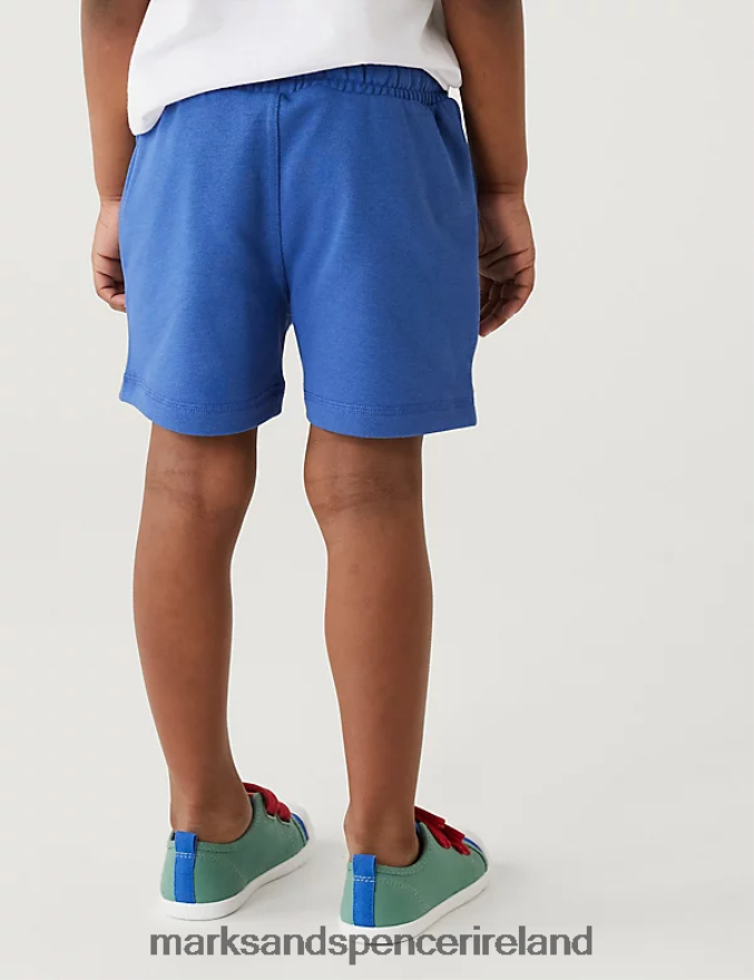 Marks & Spencer Kids Cotton Rich Plain Shorts Mid Blue Clothing 2VJ8DF8734