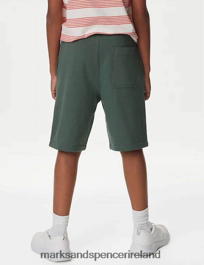 Marks & Spencer Kids Cotton Rich Shorts Dark Sage Clothing 2VJ8DF8871