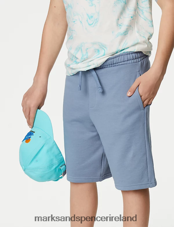 Marks & Spencer Kids Cotton Rich Shorts Medium Blue Clothing 2VJ8DF8868