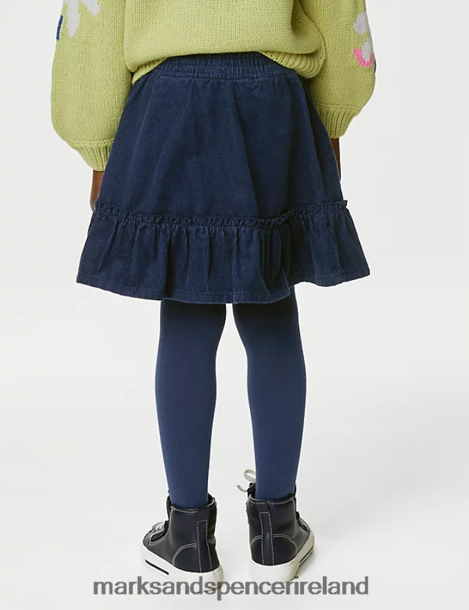 Marks & Spencer Kids Cotton Rich Skirt & Tights Set Navy Clothing 2VJ8DF9352