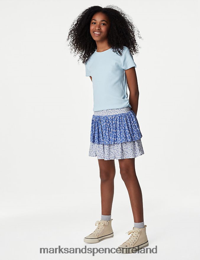 Marks & Spencer Kids Floral Skirt Blue Mix Clothing 2VJ8DF9206