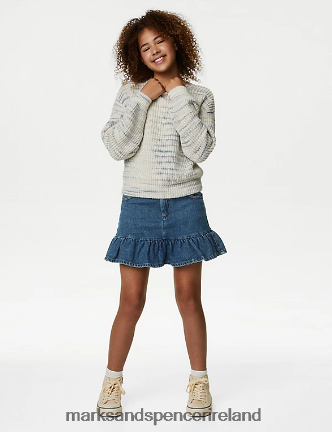 Marks & Spencer Kids Frill Skirt Denim Clothing 2VJ8DF9030