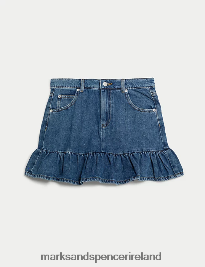 Marks & Spencer Kids Frill Skirt Denim Clothing 2VJ8DF9030