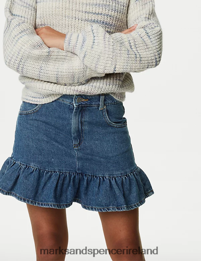 Marks & Spencer Kids Frill Skirt Denim Clothing 2VJ8DF9030