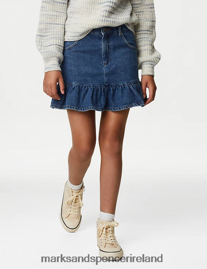 Marks & Spencer Kids Frill Skirt Denim Clothing 2VJ8DF9030