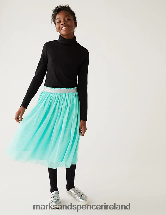 Marks & Spencer Kids Midi Tulle Glitter Skirt Aqua Clothing 2VJ8DF9789
