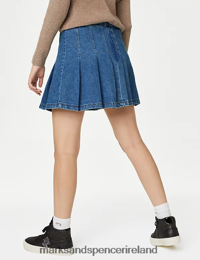 Marks & Spencer Kids Pleated Skirt Denim Clothing 2VJ8DF9262