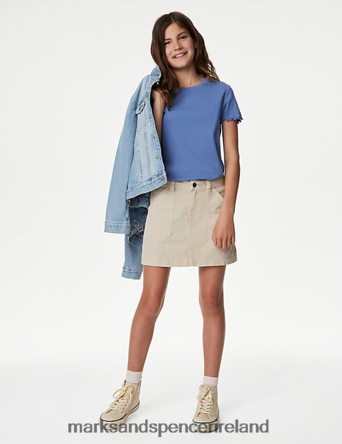 Marks & Spencer Kids Pure Cotton Cargo Skirt Stone Clothing 2VJ8DF9215