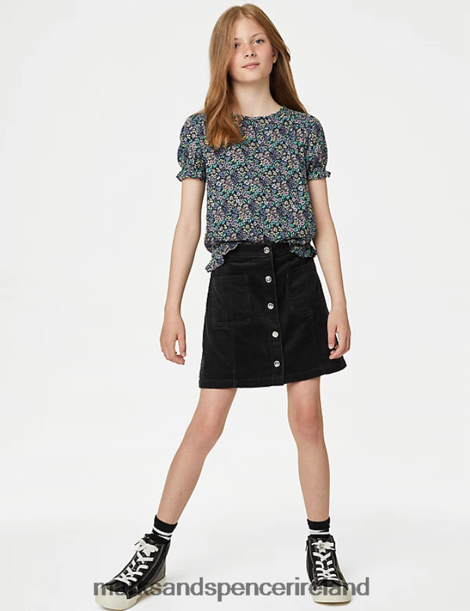 Marks & Spencer Kids Pure Cotton Skirt Charcoal Clothing 2VJ8DF9726