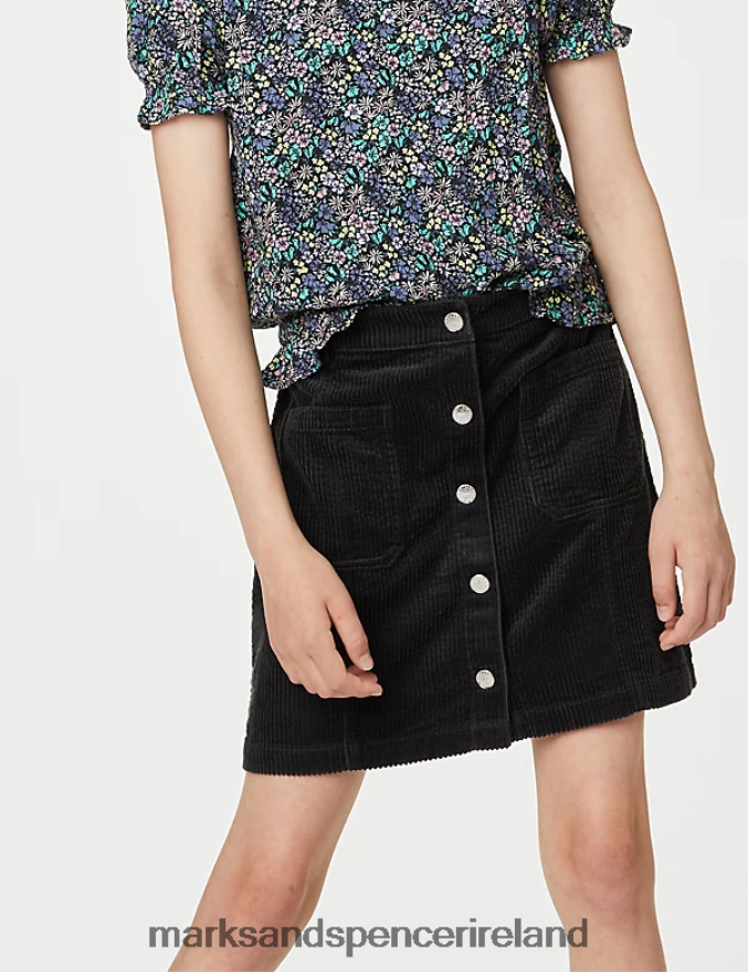 Marks & Spencer Kids Pure Cotton Skirt Charcoal Clothing 2VJ8DF9726