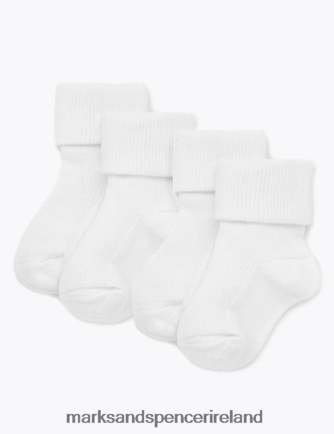 Marks & Spencer Kids 4pk of Socks White Clothing 2VJ8DF7422
