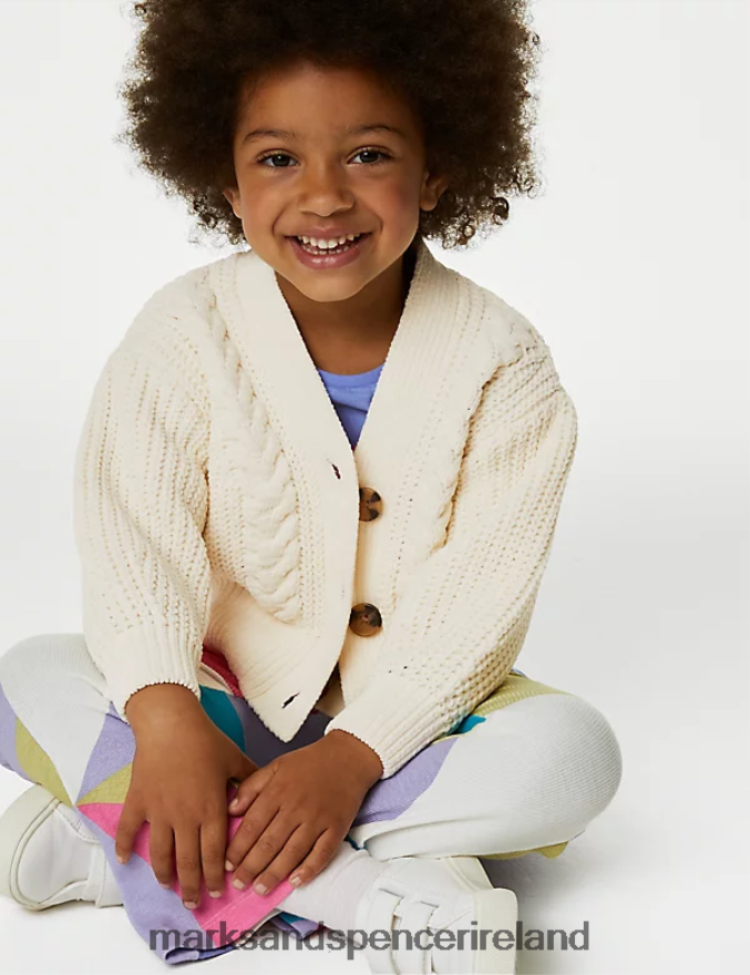 Marks & Spencer Kids Chunky Knitted Cardigan Cream Clothing 2VJ8DF8891