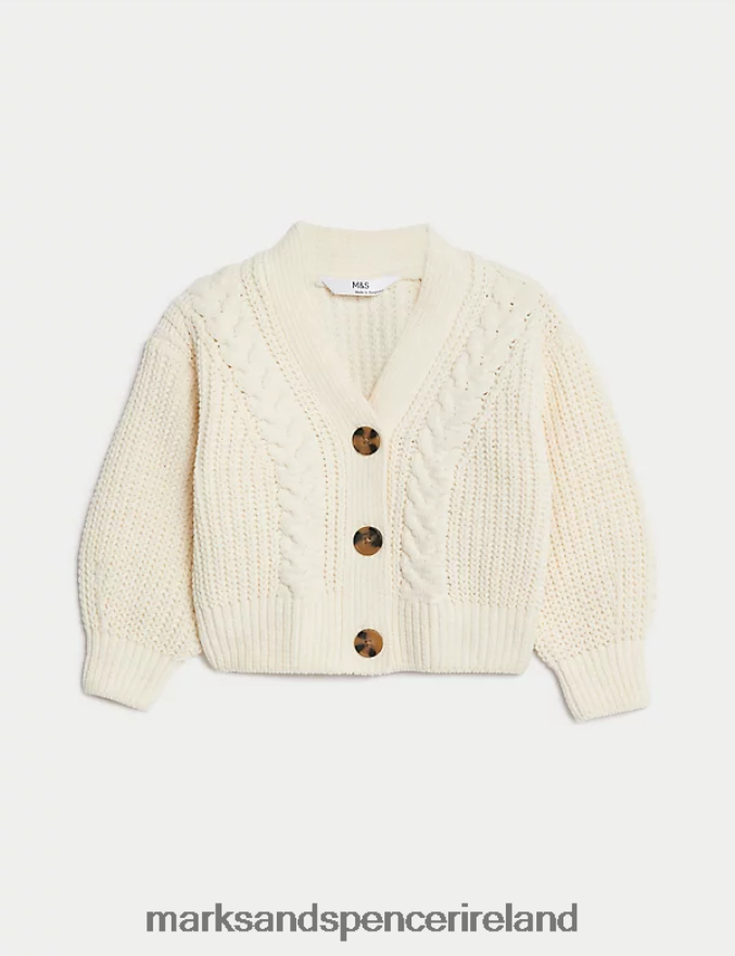 Marks & Spencer Kids Chunky Knitted Cardigan Cream Clothing 2VJ8DF8891