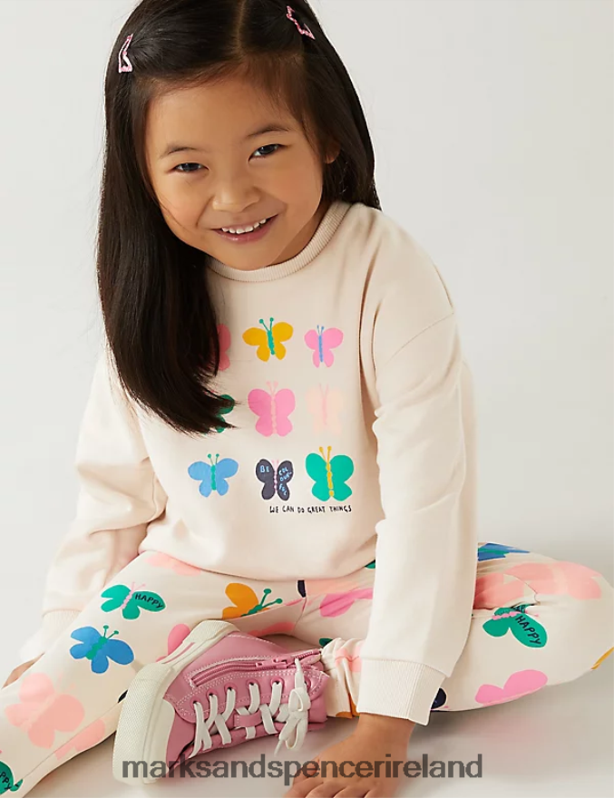 Marks & Spencer Kids Cotton Rich Butterfly Sweatshirt Calico Clothing 2VJ8DF9714