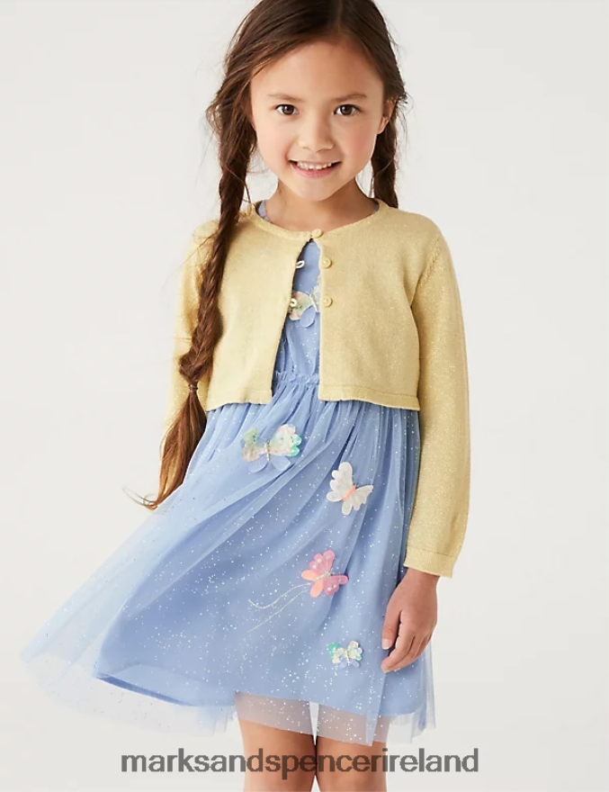 Marks & Spencer Kids Cotton Rich Glitter Cardigan Gold Clothing 2VJ8DF9576