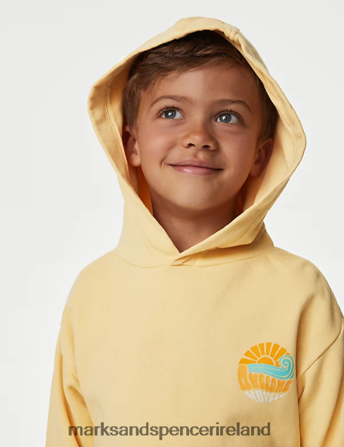 Marks & Spencer Kids Cotton Rich Graphic Hoodie Yellow Clothing 2VJ8DF8156