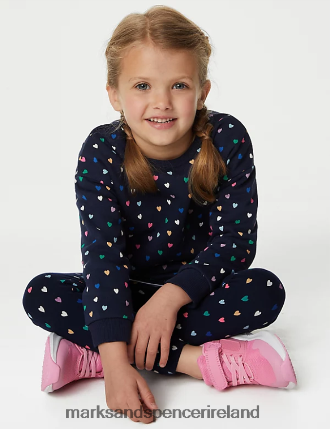 Marks & Spencer Kids Cotton Rich Heart Sweatshirt Indigo Clothing 2VJ8DF8806