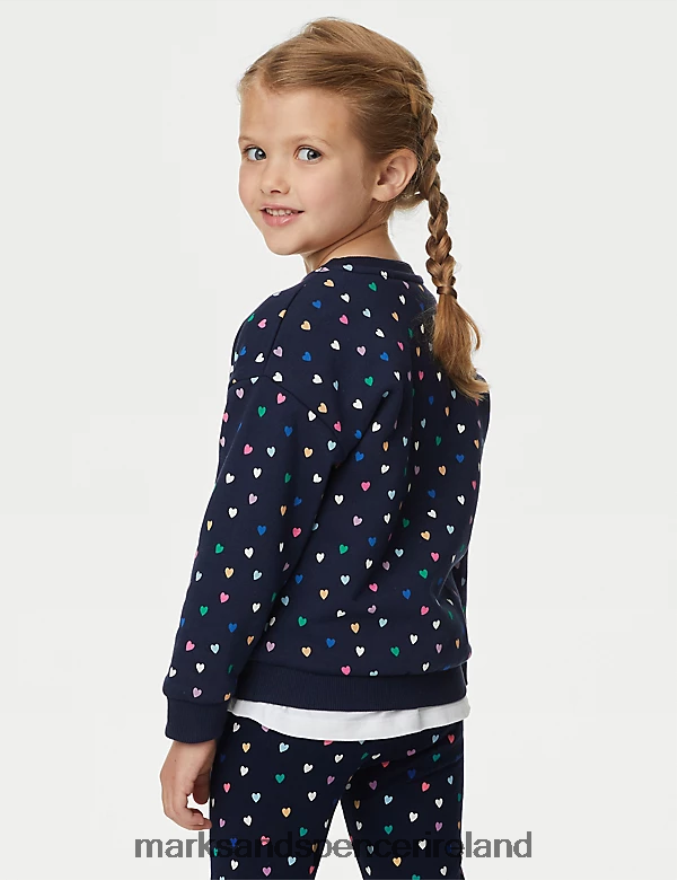 Marks & Spencer Kids Cotton Rich Heart Sweatshirt Indigo Clothing 2VJ8DF8806