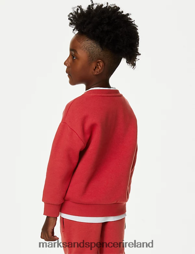 Marks & Spencer Kids Cotton Rich Helicopter Sweatshirt Red Mix Clothing 2VJ8DF7802