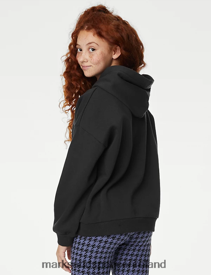 Marks & Spencer Kids Cotton Rich Hoodie Charcoal Clothing 2VJ8DF9211