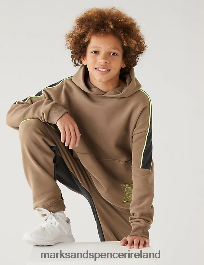 Marks & Spencer Kids Cotton Rich Hoodie Coffee Clothing 2VJ8DF8722