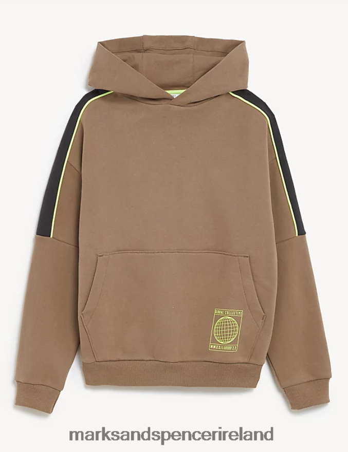 Marks & Spencer Kids Cotton Rich Hoodie Coffee Clothing 2VJ8DF8722
