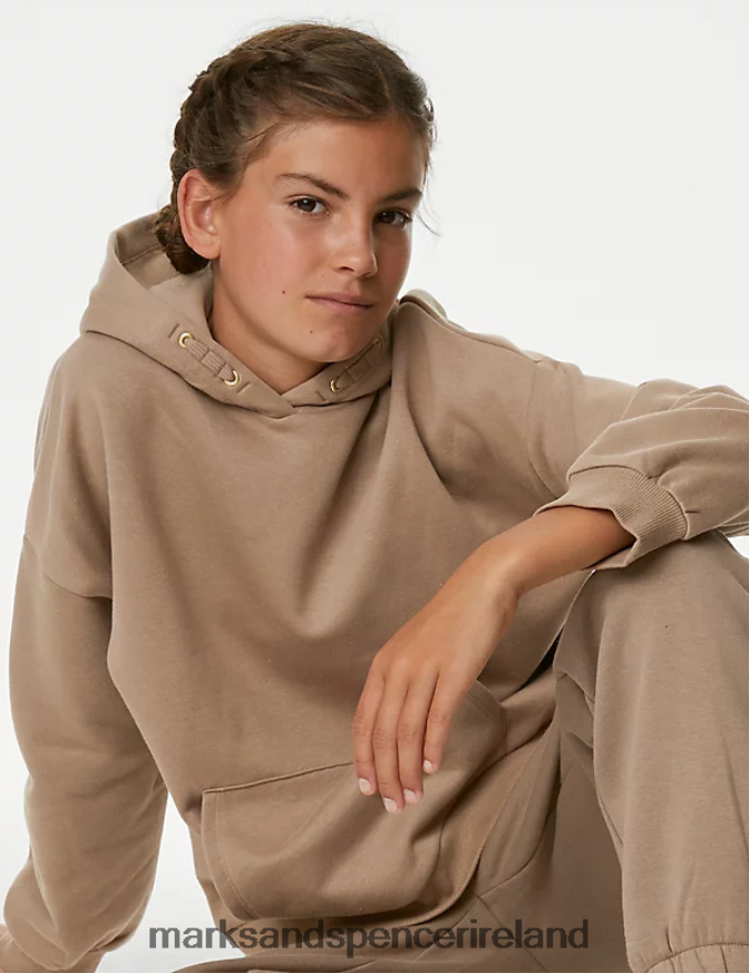 Marks & Spencer Kids Cotton Rich Hoodie Mink Clothing 2VJ8DF9210