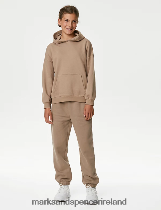 Marks & Spencer Kids Cotton Rich Hoodie Mink Clothing 2VJ8DF9210