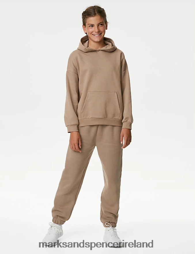 Marks & Spencer Kids Cotton Rich Hoodie Mink Clothing 2VJ8DF9210