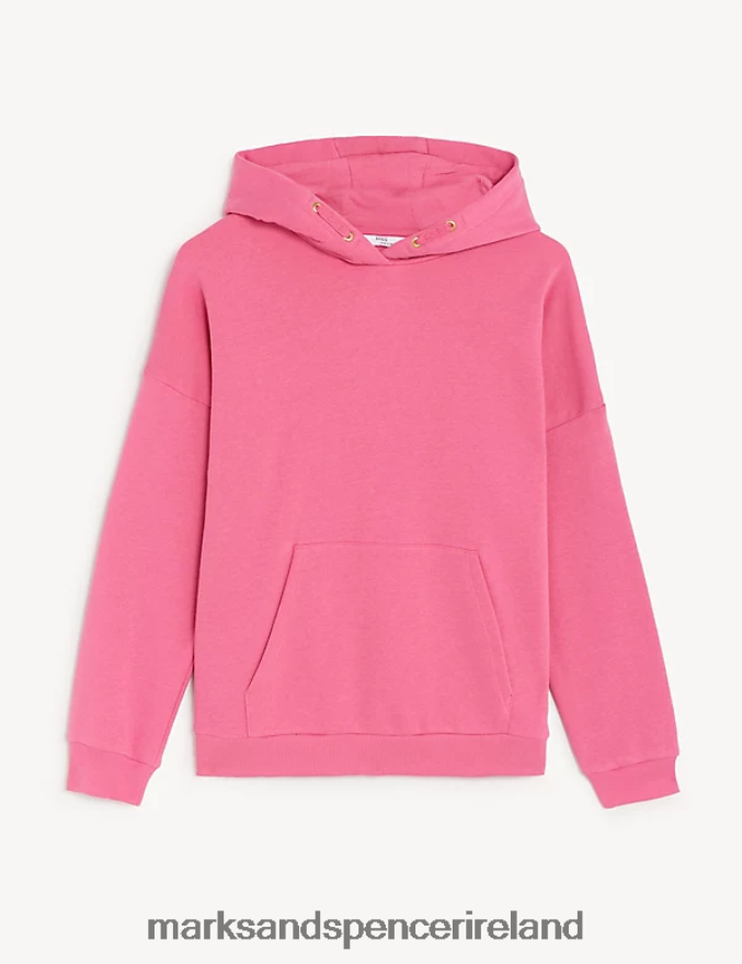 Marks & Spencer Kids Cotton Rich Plain Hoodie Pink Clothing 2VJ8DF9495