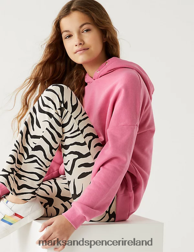 Marks & Spencer Kids Cotton Rich Plain Hoodie Pink Clothing 2VJ8DF9495